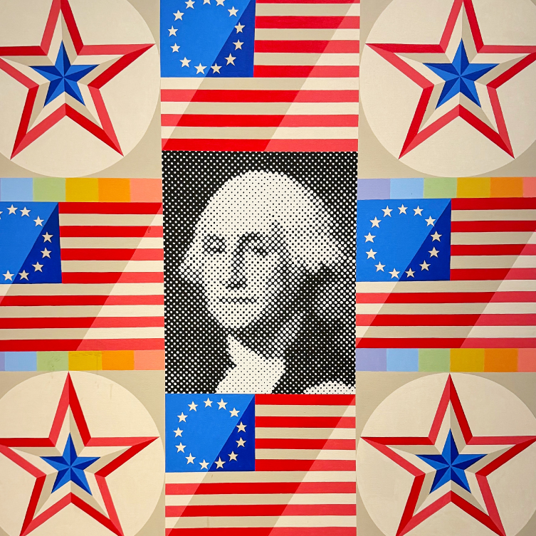 Image of artwork: Sante Graziani, "America the Beautiful," 1967. Acrylic on canvas. Courtesy Rose Art Museum.